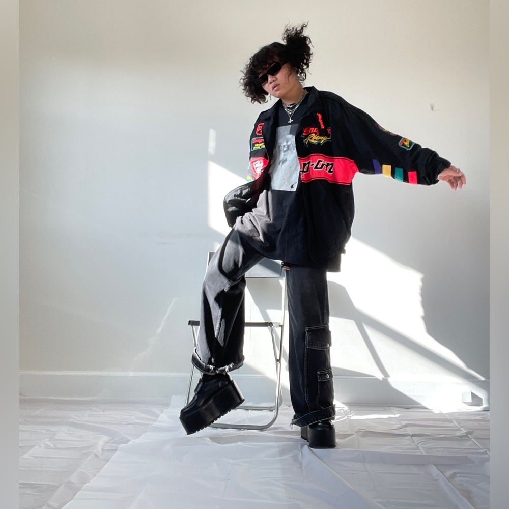 vintage 90s snap on racing jacket